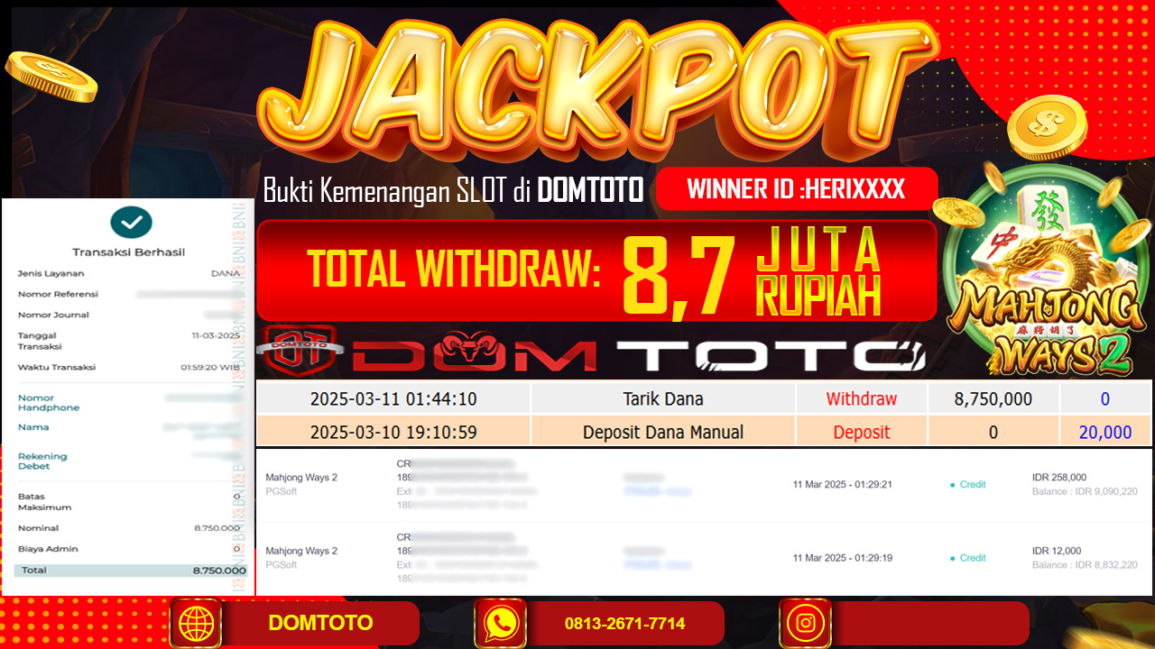 JACKPOT SLOT MAHJONG WAYS 2 11 MARET 2025